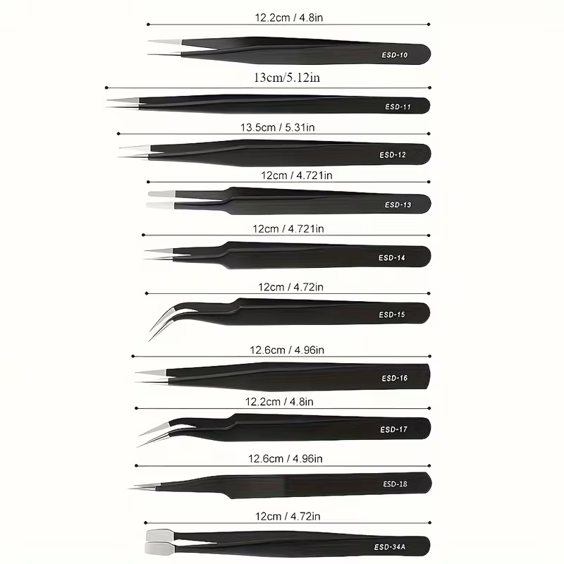 10Pcs ESD Anti‑Static Tweezers - Electronics Repair Parts review and price