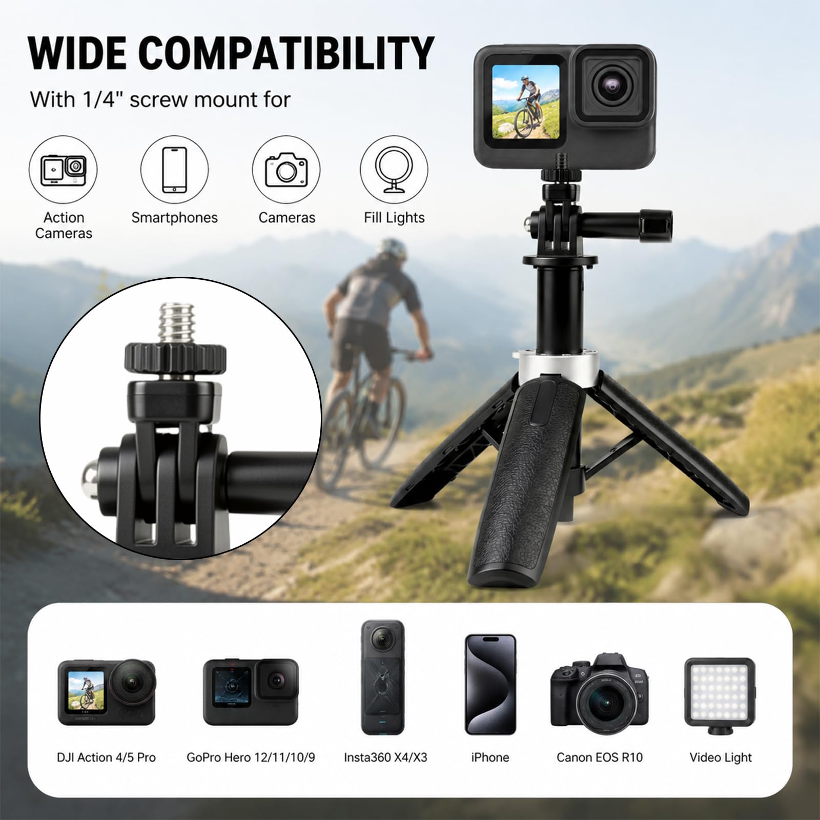 Mini Extendable Tripod Foldabl - Gopro Action Camera Hero 11 Black review and price