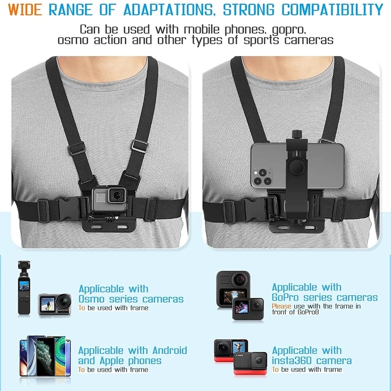 Phone Chest Strap Mount Belt f - Gopro Action Camera Hero 11 Black review and price